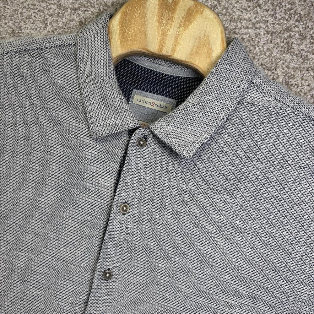 Carbon2cobalt Shirt Mens Large Gray Knit Short Sleeve Button Up Casual Top